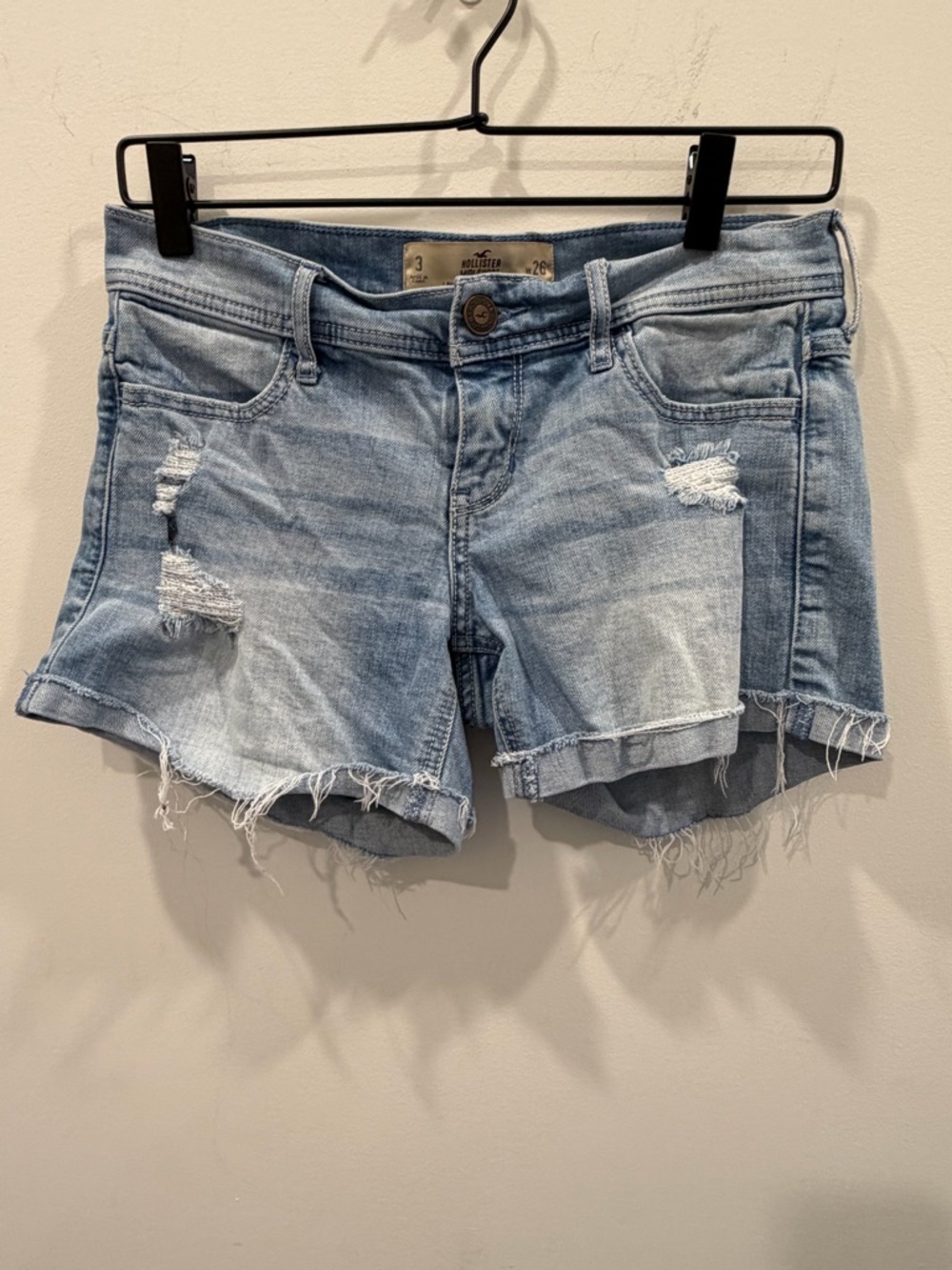 Hollister Y2K Light Wash Distressed Denim Cutoff Shorts